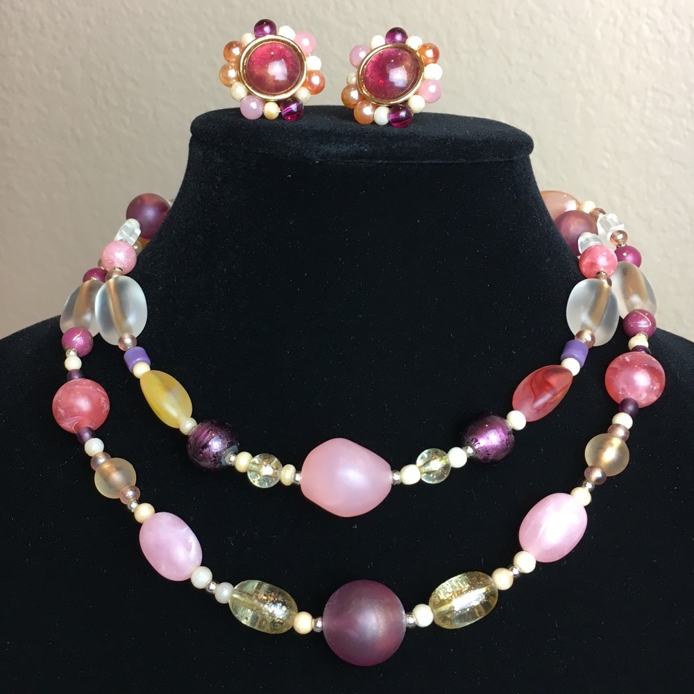 Vintage Signed Napier Necklace and Earrings Set